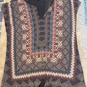 Lucky Brand Navy Textured Top, Size Medium